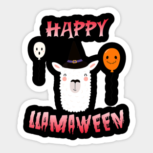 Cool Llama Witch costume halloween Happy Llamaween Sticker